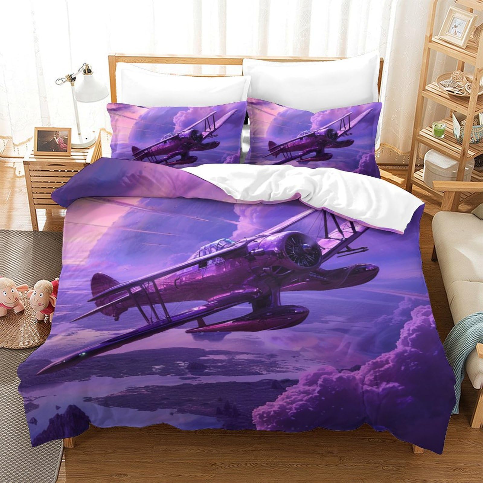 Linge de lit avion de combat 3D pour chambre d'ado motif moderne