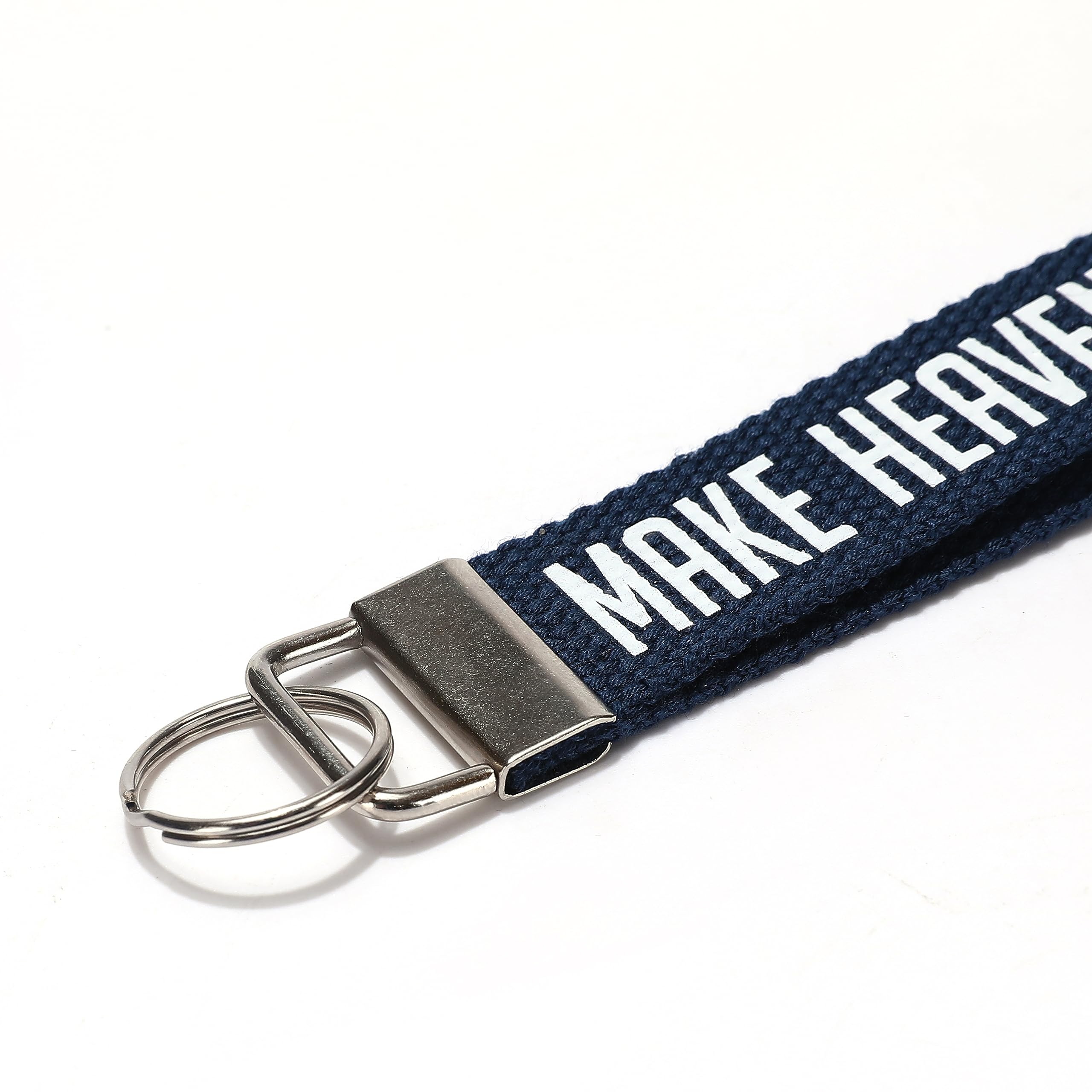 ASVP Shop Make Heaven Crowded Christian Keychain Wristlet - Fabric Religious Keychain Gift (Navy Blue)
