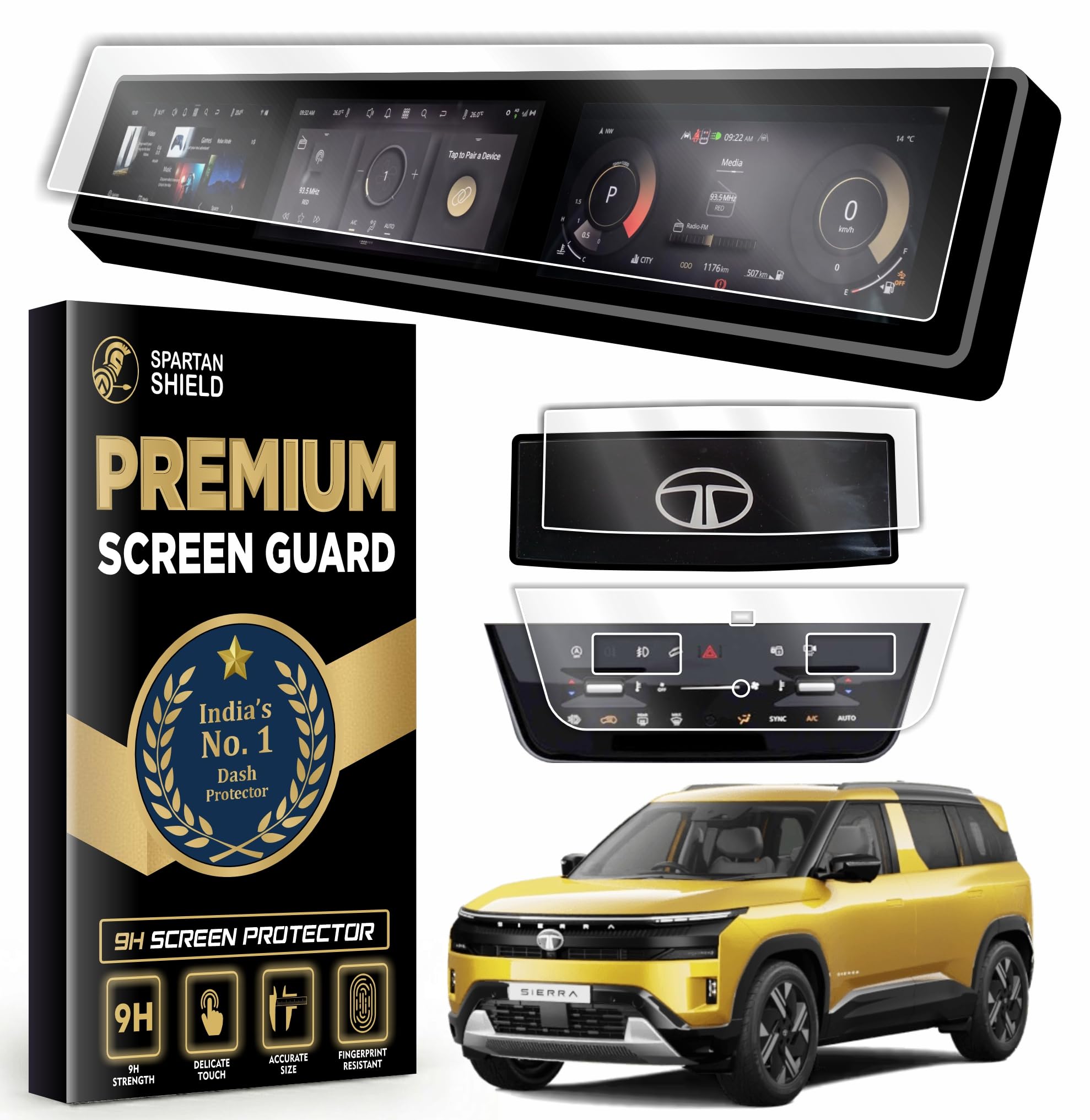 [3 PACK] Screen Guard For TATA SIERRA 2025 FACELIFT TOP MODEL || ACCOMPLISHED+ || 12.3 INCH TRIBLE SCREEN INFOTAINMENT + STEERING CLUSTER + AC PANEL PROTECTOR || Anti Scratch | HD Clarity | Water Resistant || New TataSierra Car Display Accessories 2026+ [NOT TEMPERED GLASS]-image-29
