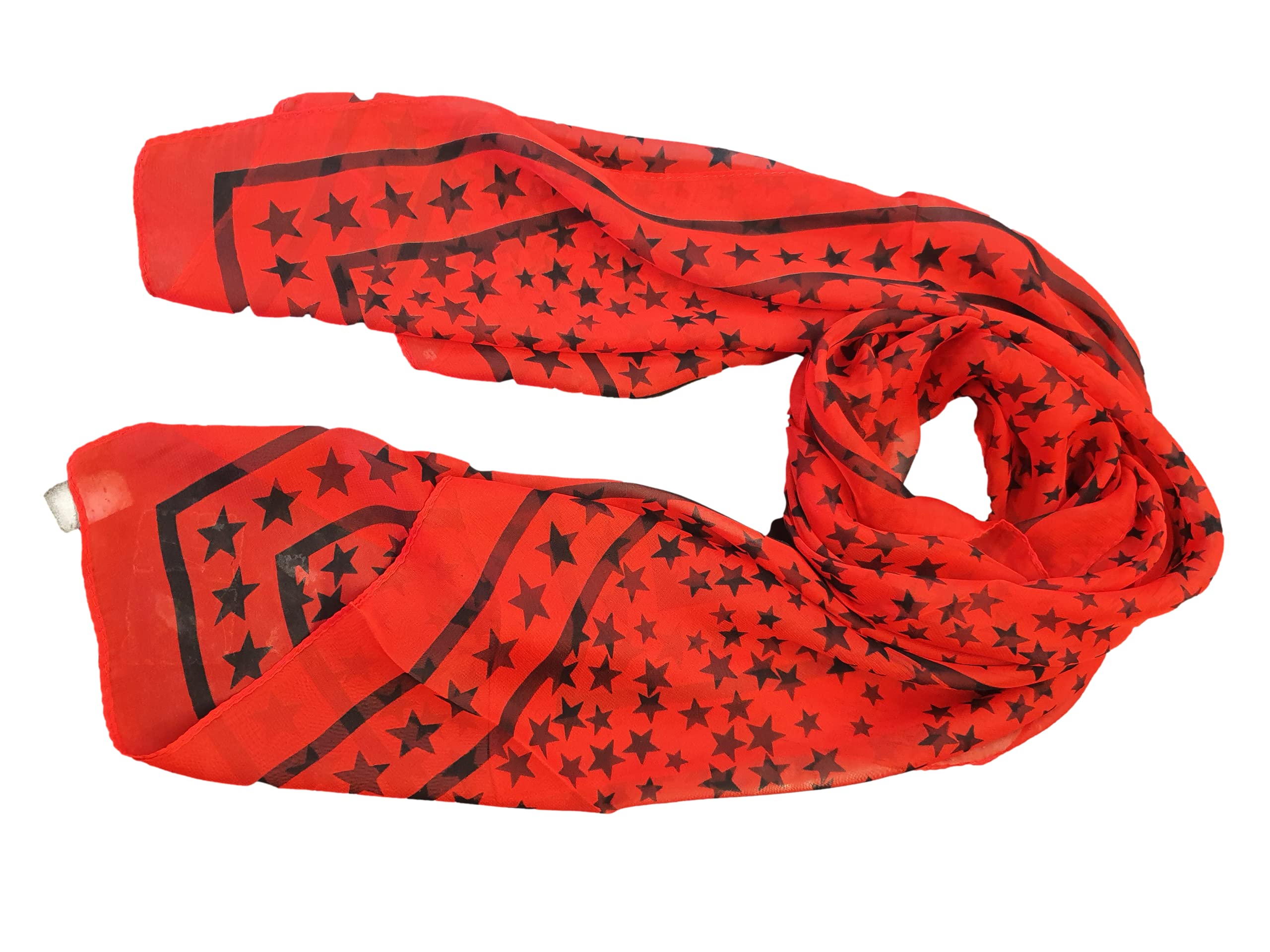 Fat-catz-copy-catz Sparkly Stars Chiffon Feel Soft Ladies Fashion Shawl Scarf 160cm x 60cm (Chiffon Red with Stars Scarf)