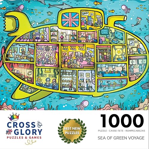 Miniatura 2 de Cross & Glory - Sea of Green Voyage British Invasion Beneath The Waves - Rompecabezas de 1000 piezas para adultos y niños mayores de 12 años