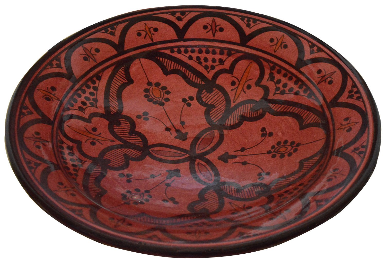 Ceramic Plates Moroccan Handmade Appetizer Tapas Serving Decorative 8 inches Round Red