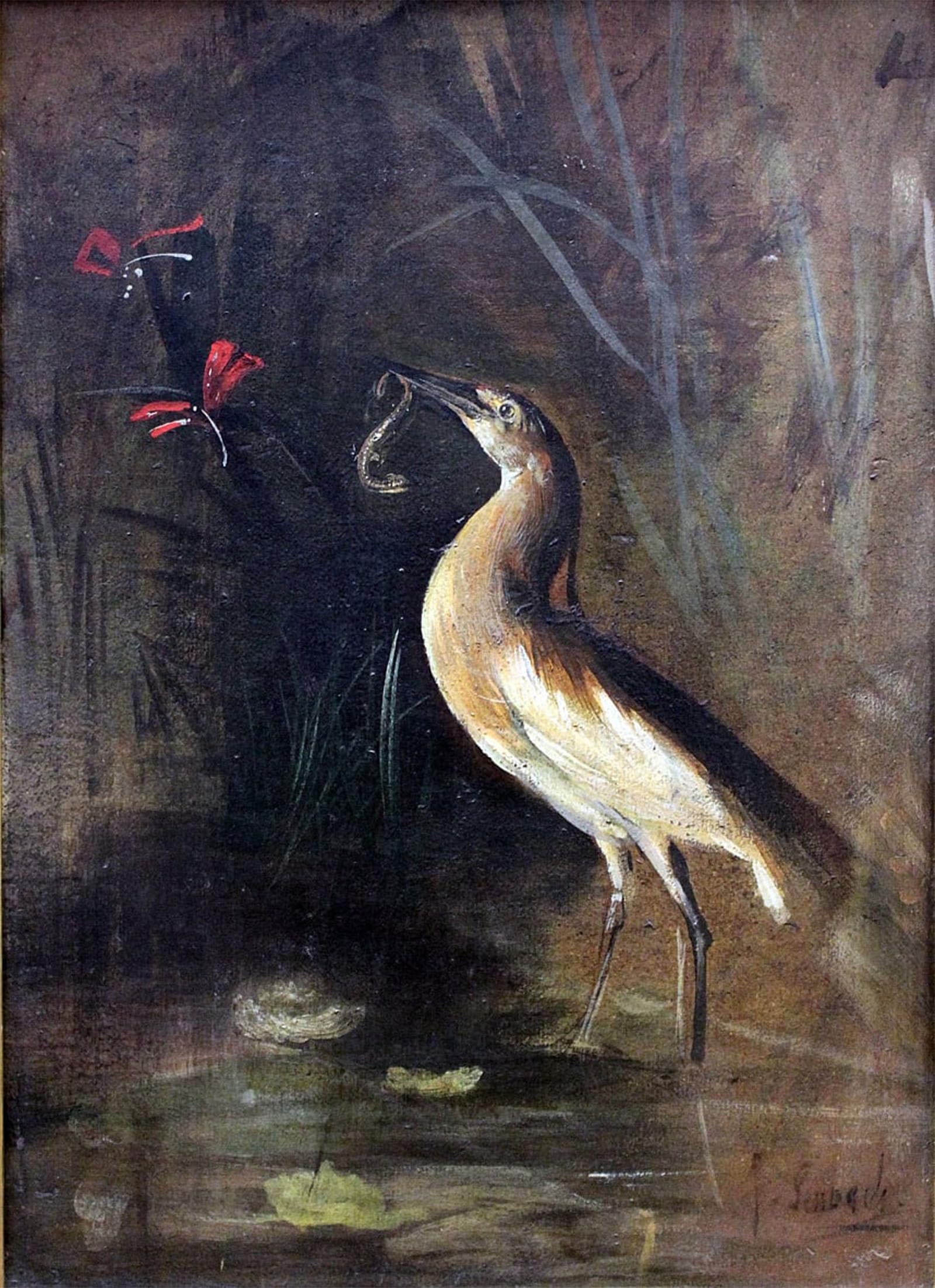 ARTXLXXBN Famous Print Painting Colorful Art Print Heron and Salamanderndeutsch by Seraph Von Lenbach Canvas Art Decorations for Home Decor 60x90cm