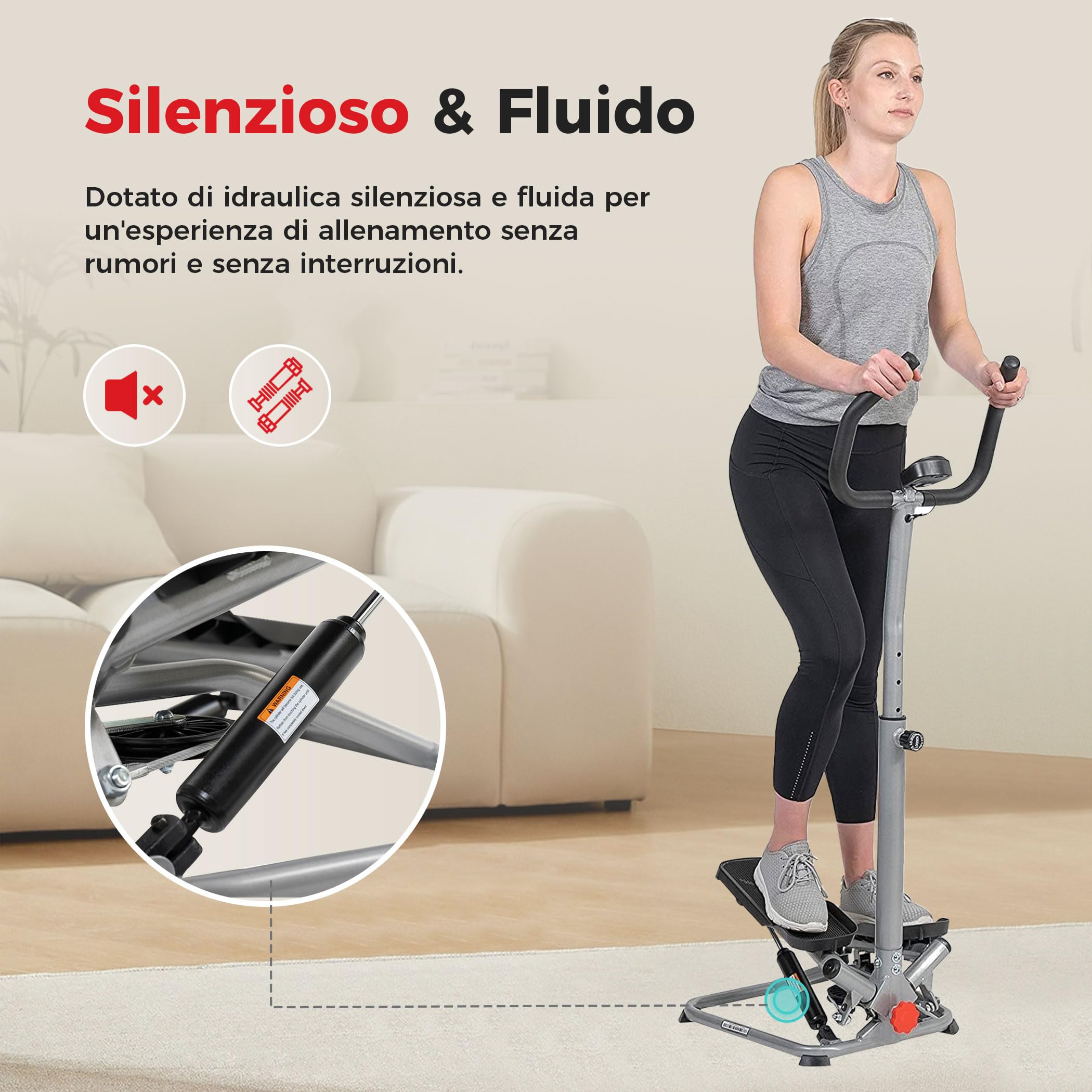 Sunny Health & Fitness Stair Stepper w/Handlebar, Height-Adjustable, Low-Impact Cardio Workout for Legs, Core and Glute, LCD Monitor, Optional SunnyFit App Enhanced Connectivity