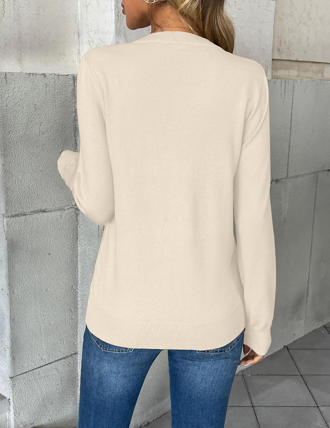 Zeagoo Women's 2026 Fall V Neck Sweater Trendy Long Sleeve Casual Lightweight Ribbed Knit Pullover Tops - Image 3