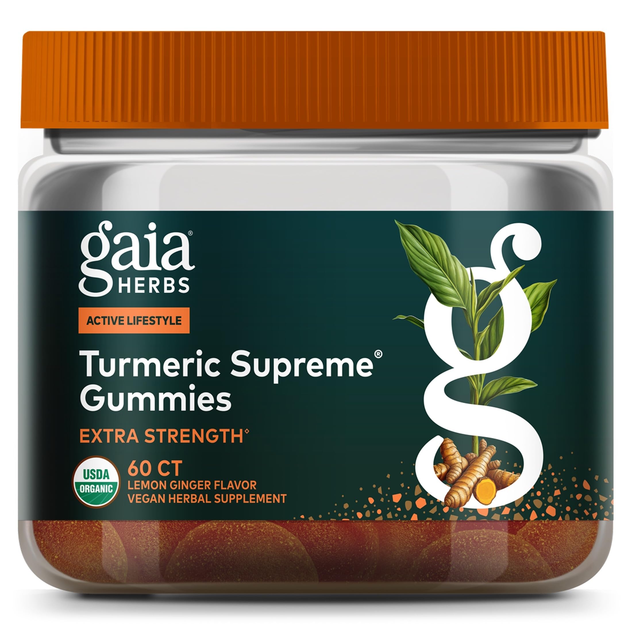 Gaia Herbs Turmeric Supreme Extra Strength, 60 Vegan Organic Gummies 60 Count (Pack of 1)