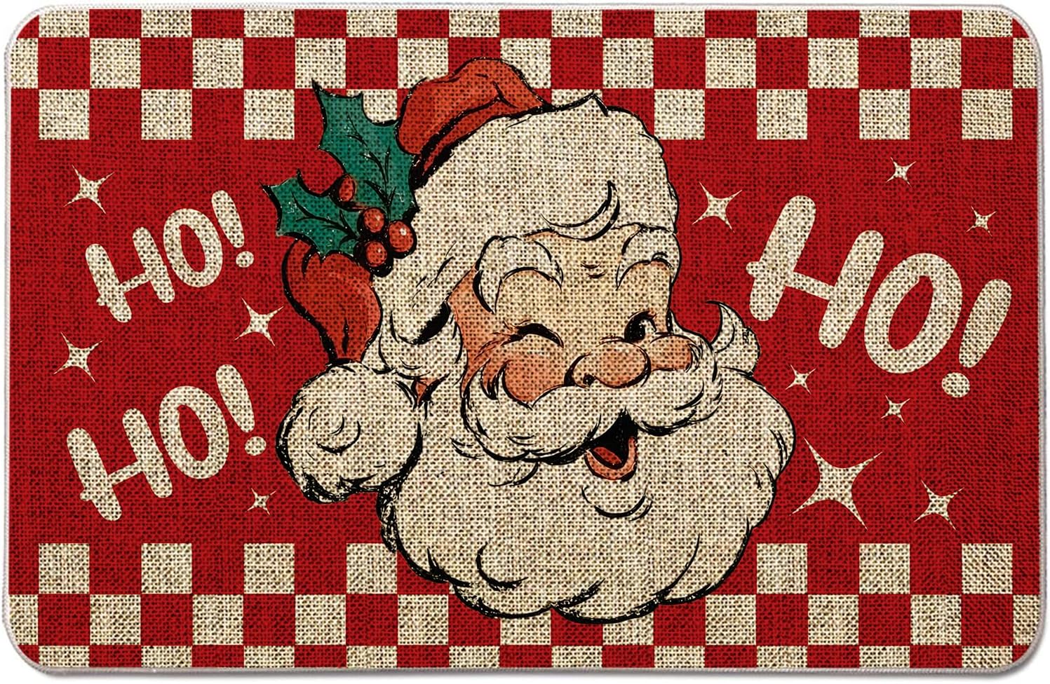 Santa Door Mat Christmas Doormat Outdoor Rug Santa Claus Decor Doormats Farmhouse Home Kitchen Entrance Rug Floor Front Door Mats 17 x 27 Inch