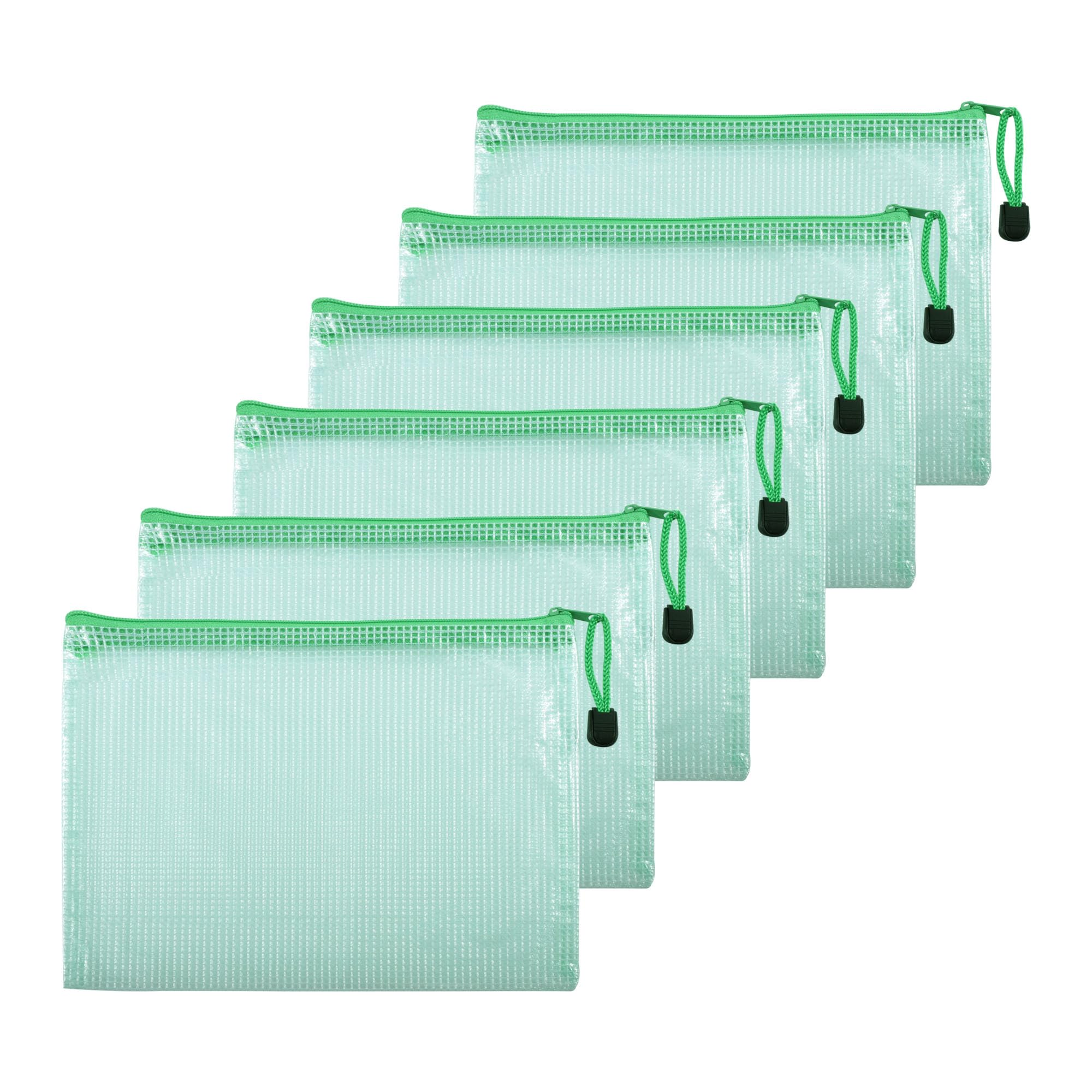 Skweawert 6 Pcs 4.72" x 6.3" A6 Sizes Mesh Zipper Pouch Bags, Mesh Bags with Zipper，Waterproof Clear Document Pouch for Organization Puzzles Travel,