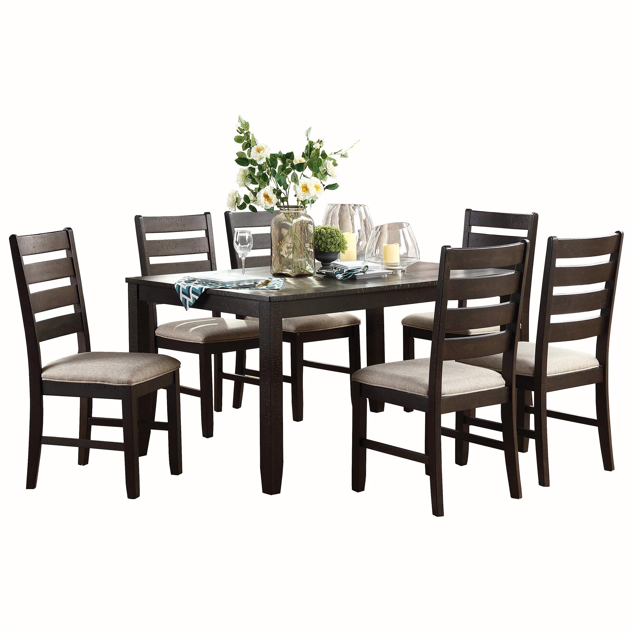 Homelegance 7-Piece Pack Dinette Set, Brown