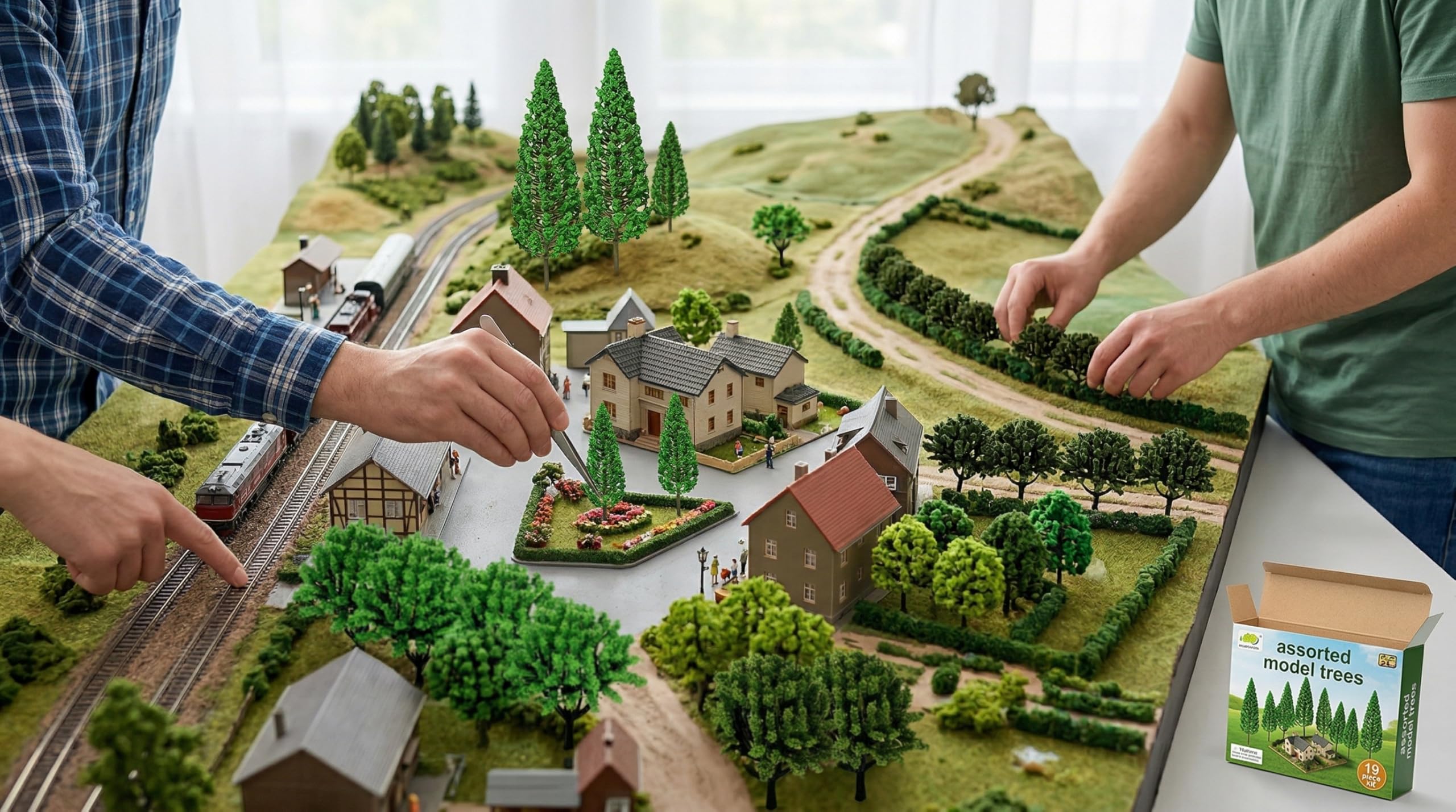 Alberi Modellismo Set 19 Pezzi, Alberi in Miniatura 3,5-13 cm, Modello Alberi Misti per Diorami, Plastico Ferroviario, Paesaggi in Miniatura e Decorazioni