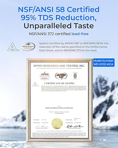 Miniatura 2 de Waterdrop Filtro de agua de ósmosis inversa G5P500, certificado NSFANSI 58 y 372, sistema de ósmosis inversa de 7 etapas, sistema de filtración de