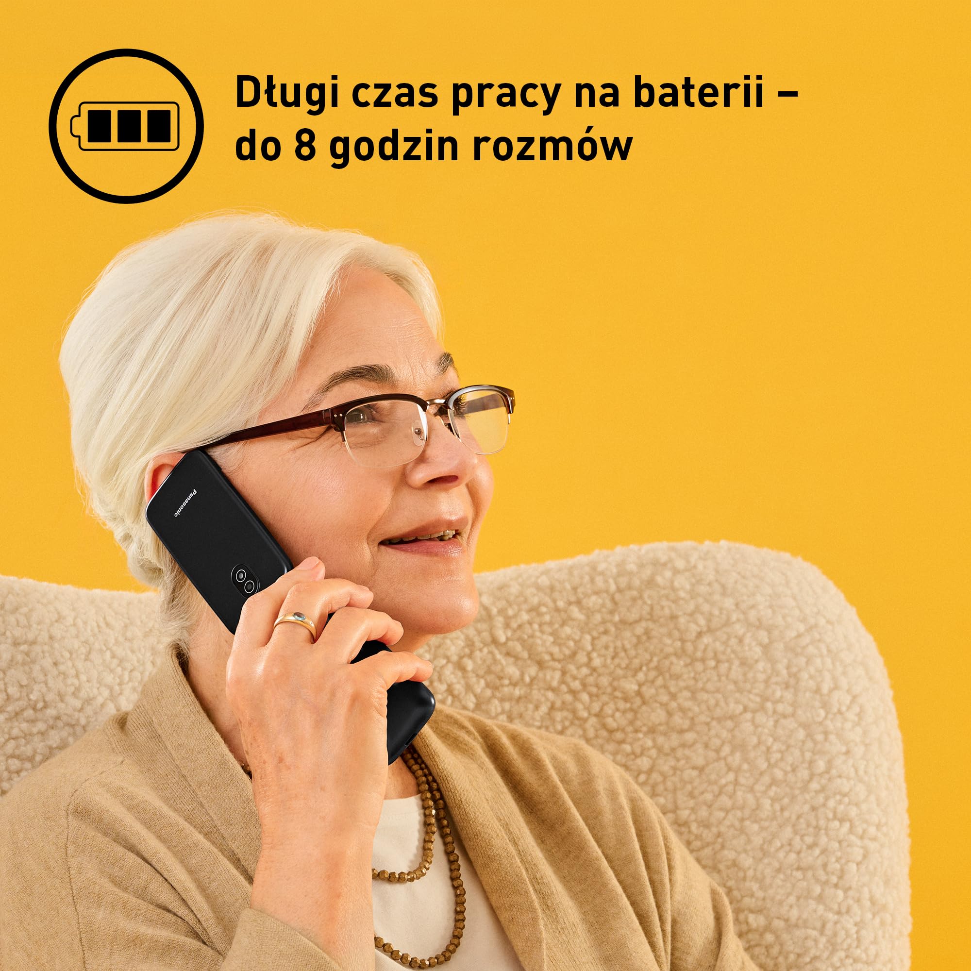 Panasonic KX-TU410 Telefon Komórkowy 4G Składany 2,4 Cala, Przycisk SOS, Bluetooth 5.0, HAC, Głośnik, IP44, Czarny