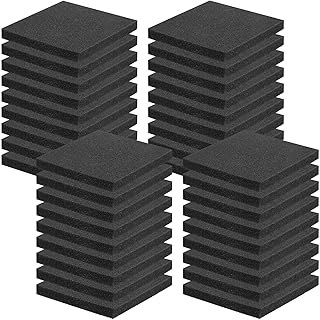Frienda 36 Pcs Black Foam Padding 1/2 Inch Thick Foam Sheets Foam Insulation Board Anti Vibration Rubber Foam for Furniture Cars Speakers, 4'' x 4''