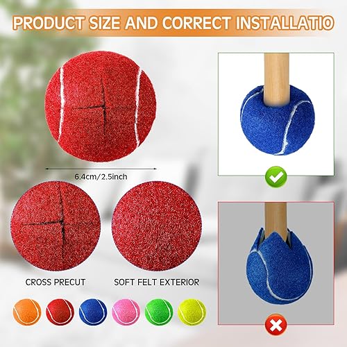Miniatura 2 de Poen 48 pelotas de tenis precortadas a granel para sillas, muebles, pelotas de tenis, sillas, protectores de suelo, cubiertas deslizantes para