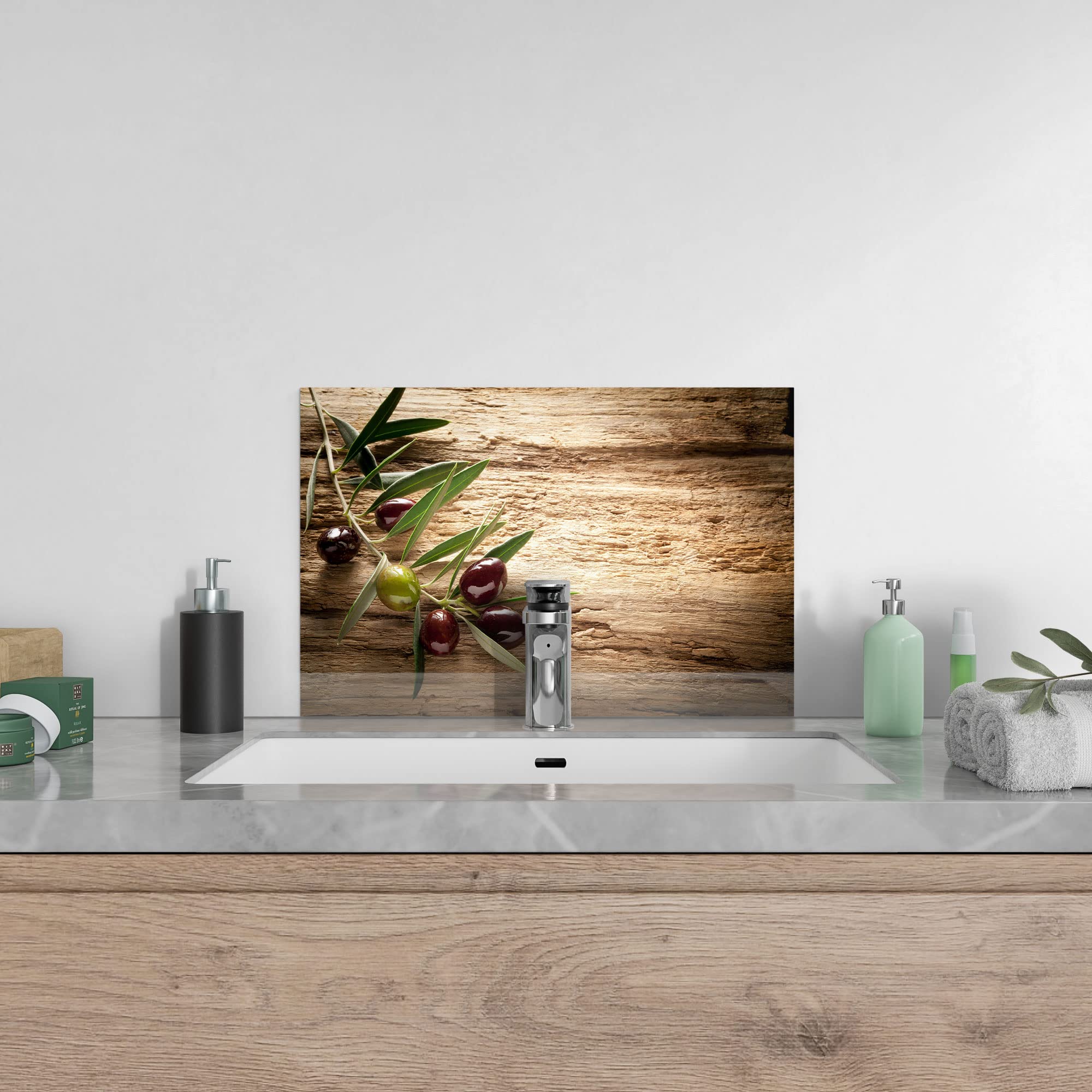 DEQORI Keukenachterwand van glas, motief schone groenten en fruit, 125 x 50 cm, badkamer- of fornuisachterwand, spatbescherming voor keuken en badkamer, moderne decoratie voor tegelspiegels