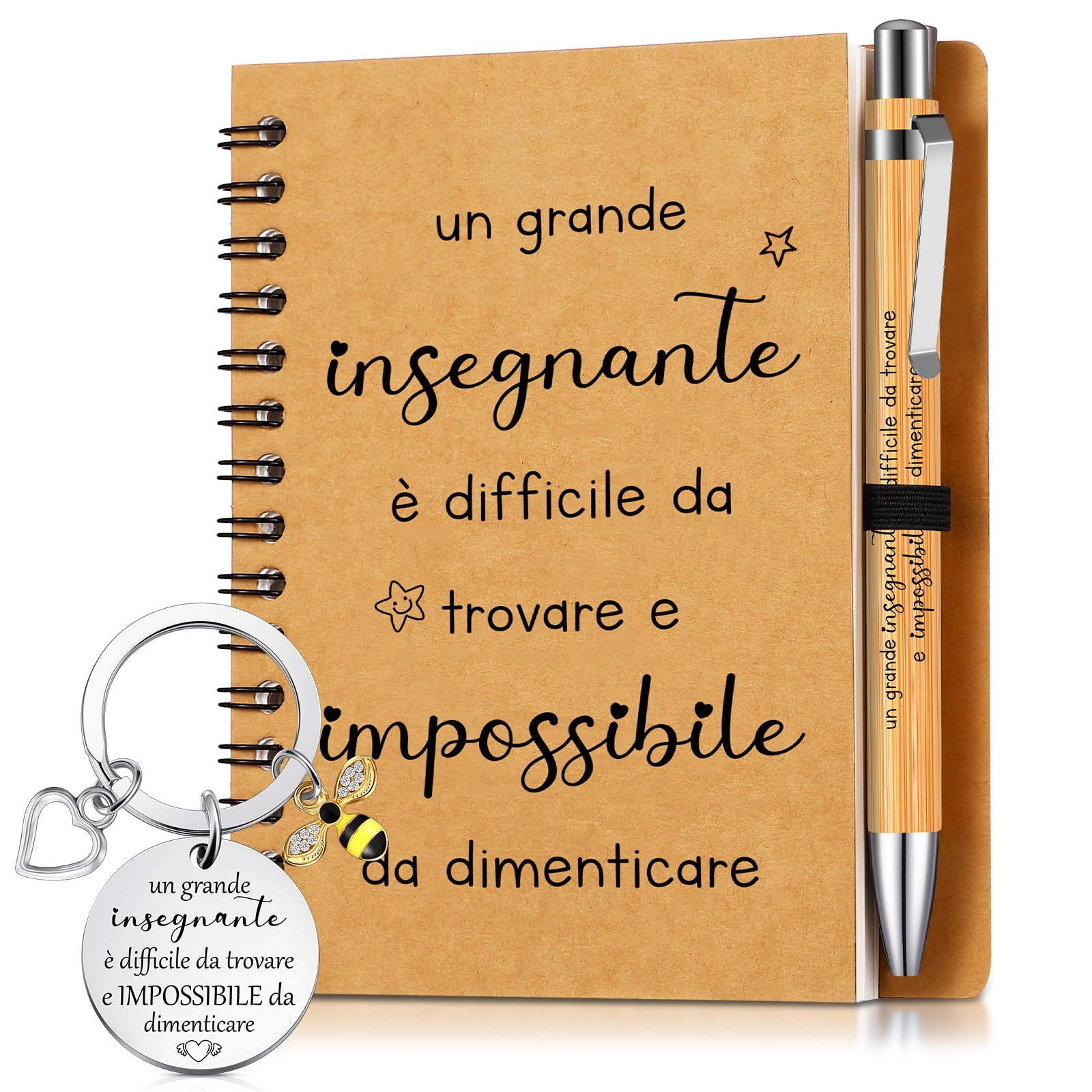 Sinmoe Portachiavi Agenda con Penna Regalo Maestre Fine Anno Asilo
