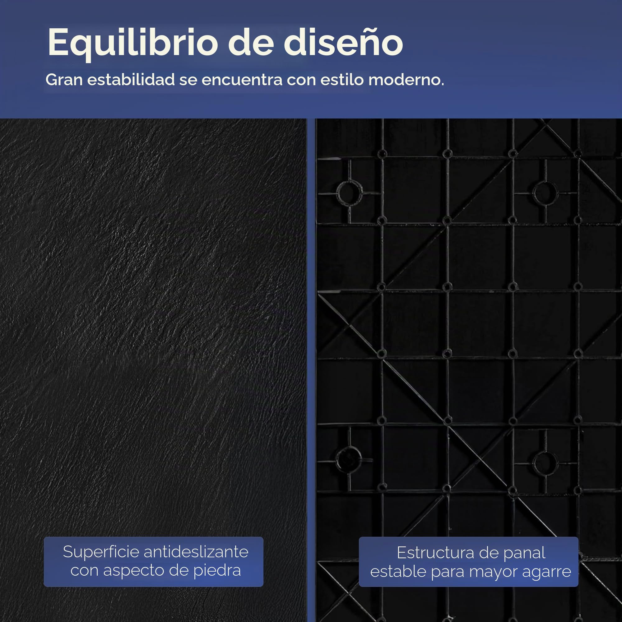 VILSTEIN Plato de ducha de 120 x 70 cm, aspecto de piedra, aspecto de pizarra, plato de ducha de diseño, plano, antideslizante, negro, incluye cubierta estándar
