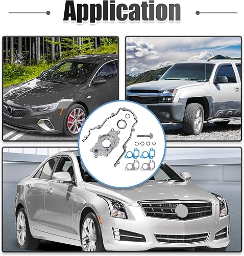 Miniatura 6 de X AUTOHAUX Bomba de aceite con tapa de distribución Kit No.12586665 Reemplazo para Chevrolet Silverado 1500 para GMC Sierra 1500 Junta de bomba de