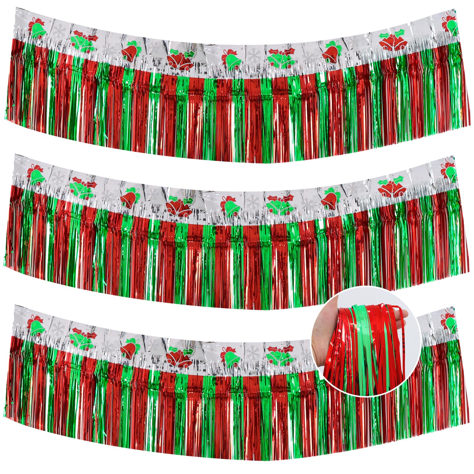 BEISHIDA 3 Pack Bell Foil Fringe Garland 30ft Wall Tinsel Banner