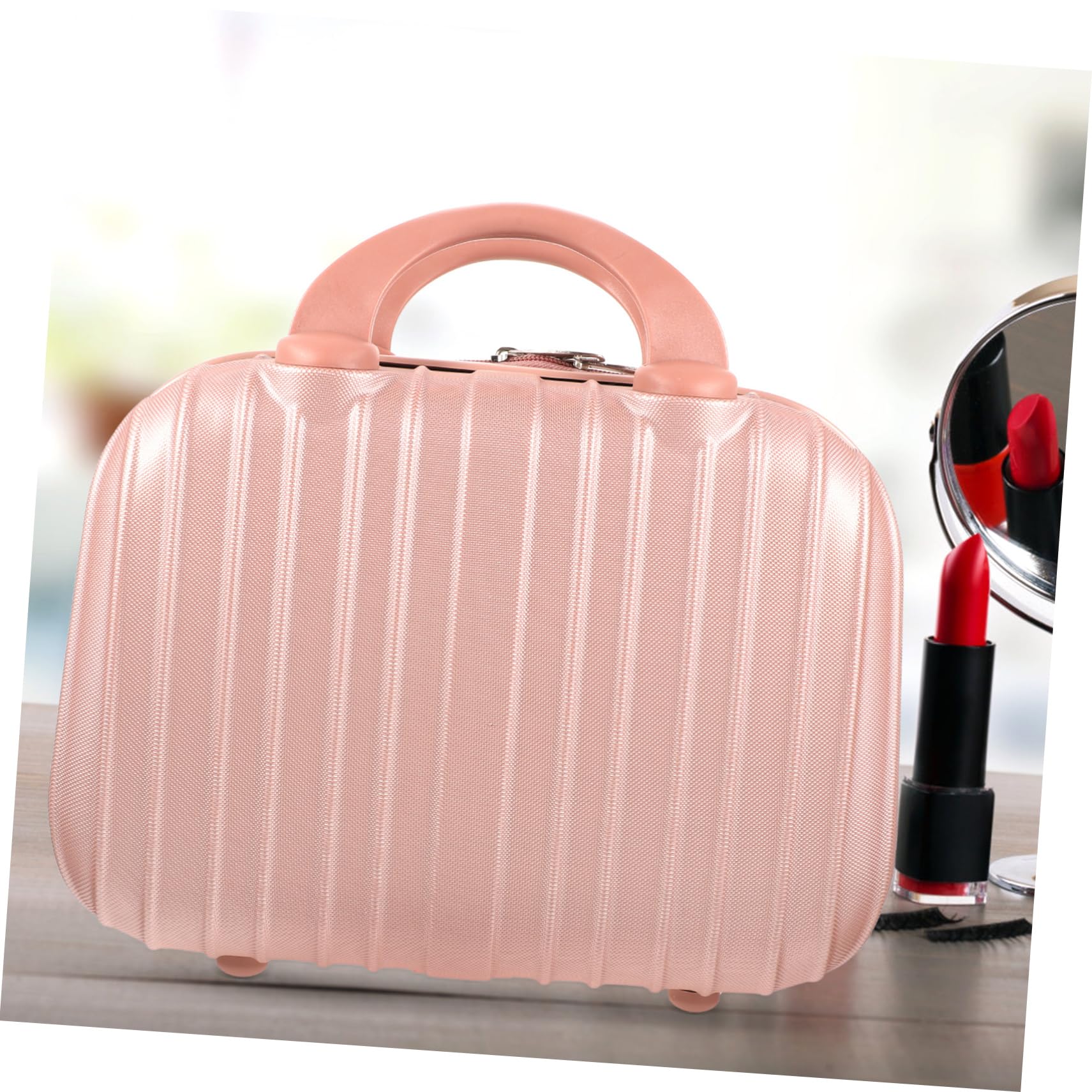 Beauty Case Multifunzione da Viaggio Rigido, Rosa, Capiente, Portatile