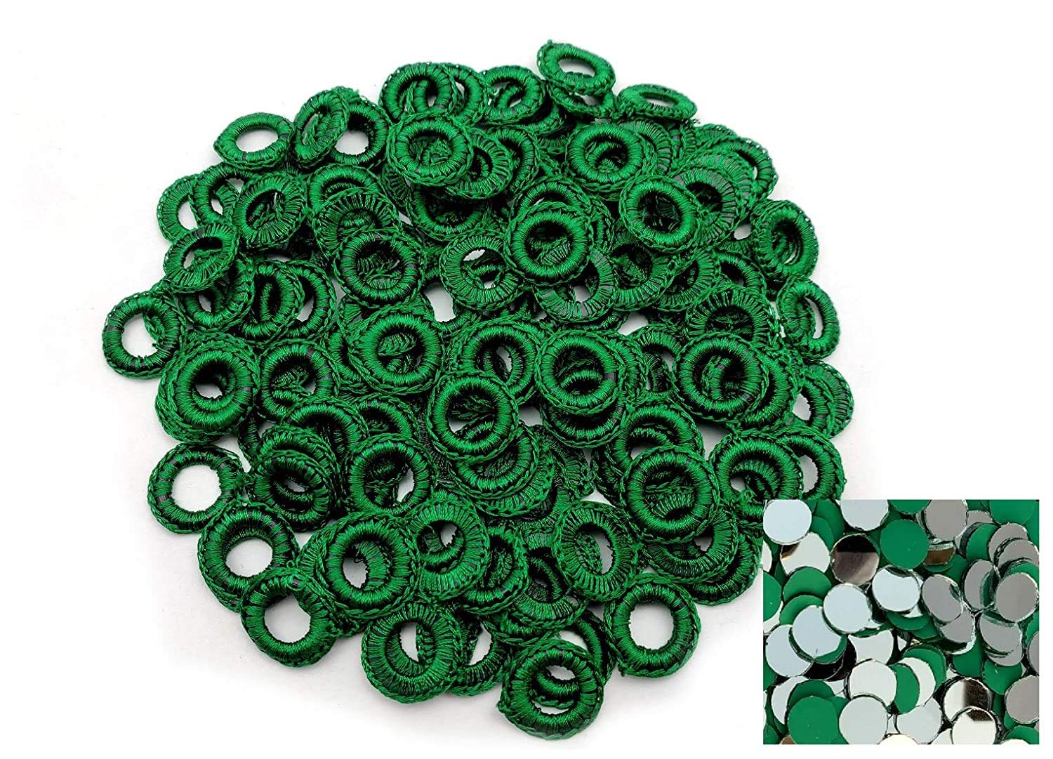 Small Frames and Mirrors for Embroidery Work in Churidaar, Blouse and Dupatta (Green) - 50 Pieces-image-10