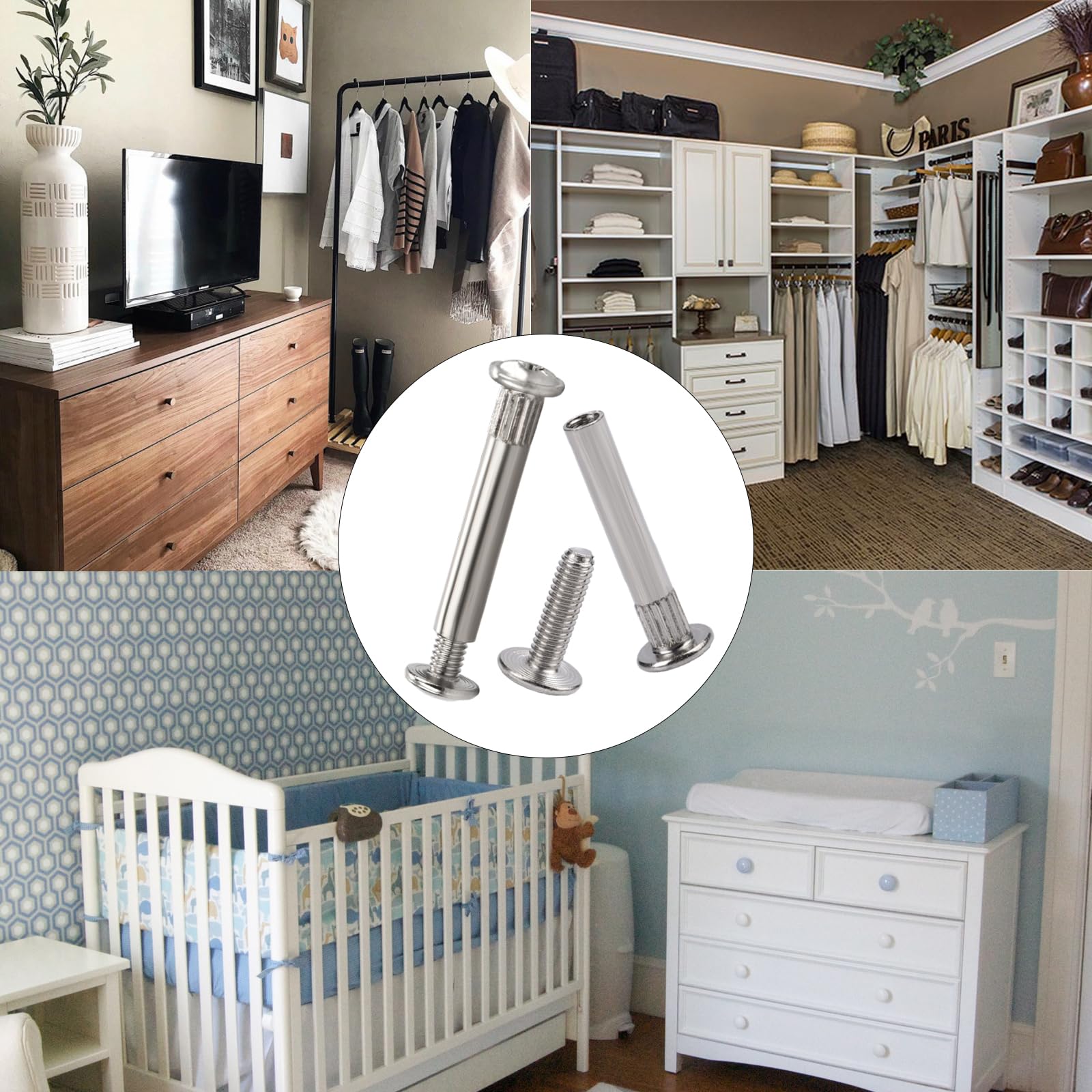 Set 10 Viti Zincate Metafranc Per Mobili - Filettatura M4, Lunghezza 36-48 Mm, Ideali Per Armadi E Connettori - Foto 5