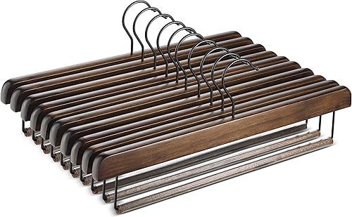 Miniatura 1 de Perchas de madera para pantalones, perchas delgadas y elegantes que ahorran espacio, (Vintage, 10)