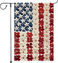 Memorial Day Spring Summer Garden Flag Small Patriotic Garden Flags Burlap Outside Lawn Patio Yard Outdoor 4th of July Floral Decoration 12x18 Inch Double-Sided