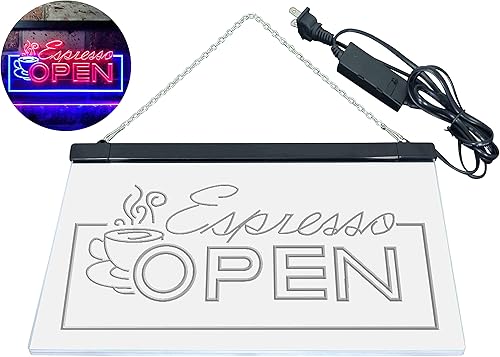 Miniatura 8 de ADVPRO Espresso Coffee Shop - Letrero de neón LED de doble color, color azul y rojo, 24 x 16 pulgadas, st6s64-i0020-br
