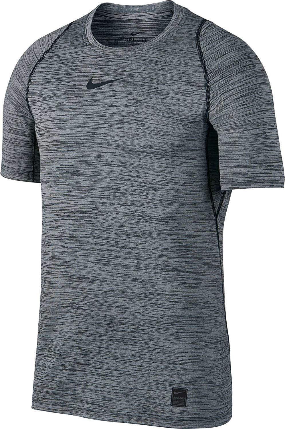 Nike Men's Pro Heather Printed Fitted T-Shirt (Black/Cool Grey/Black S)??Ships Directly from