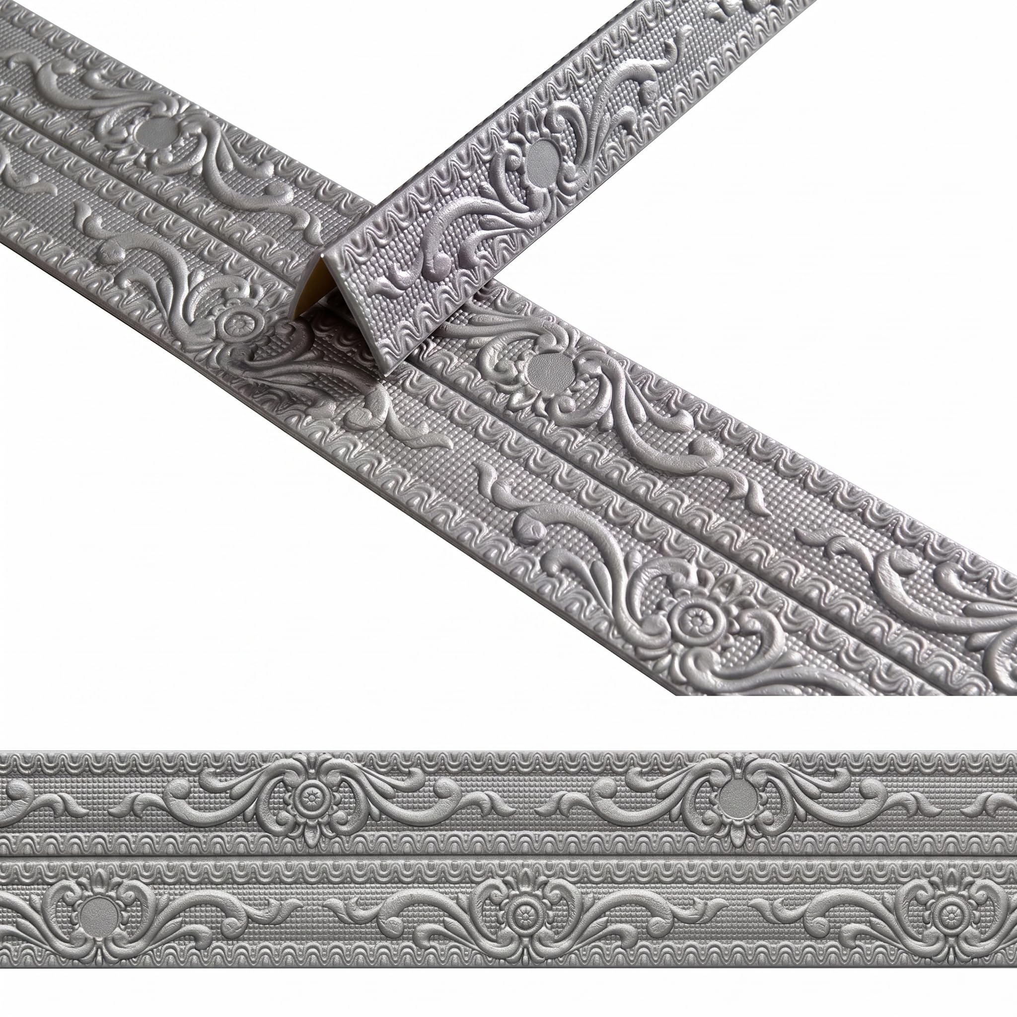 Guest Ruyunlai Grey Self Adhesive 3D Foam Wall Trim Peel And Stick Wallpaper Border For Ceiling Crown Molding And Wall Skirting Baseboards 11.5Cm X 920Cm