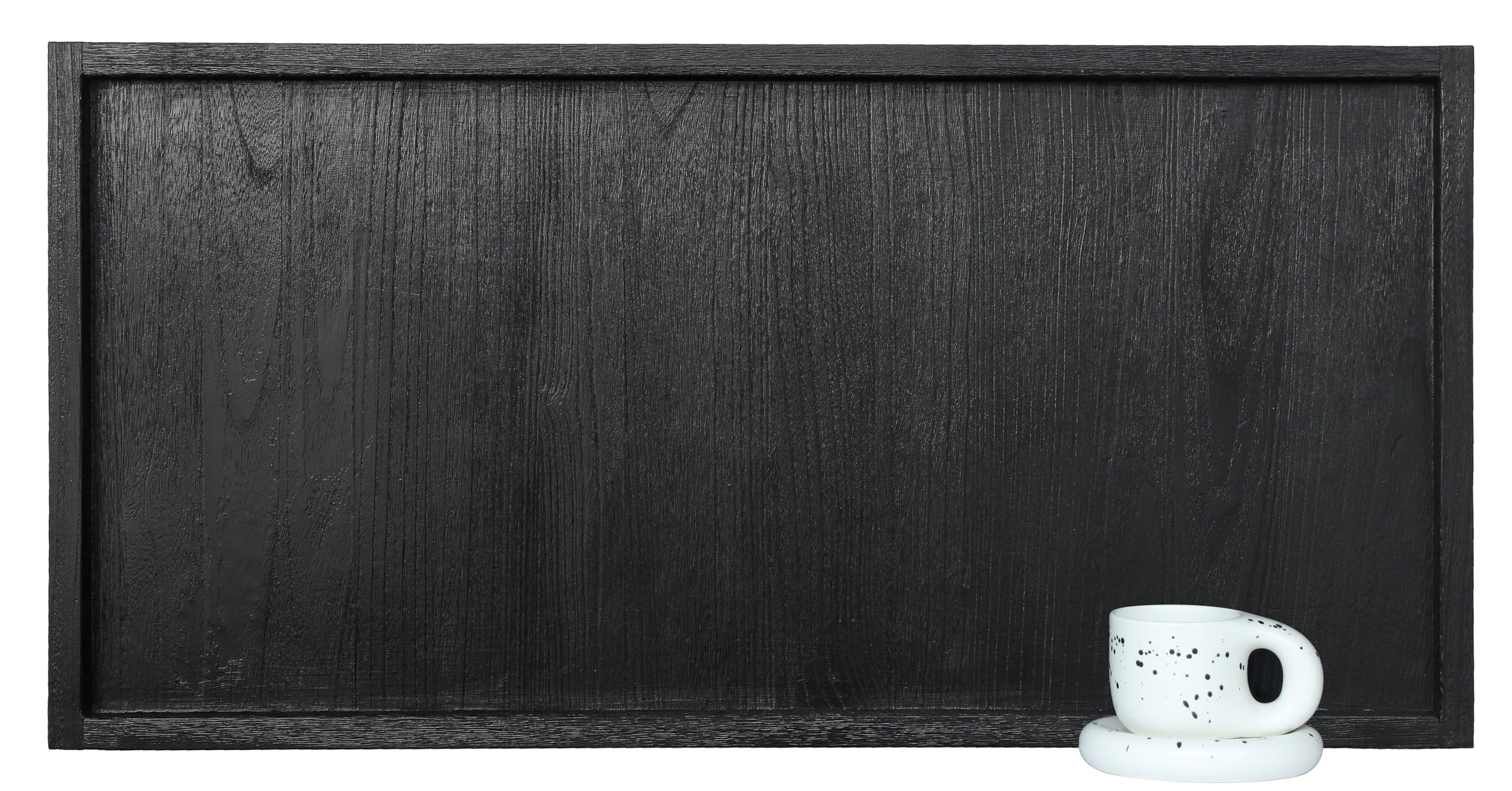 40"x20" extra large long rectangle ottoman table tray - black rustic wooden serving tray for farmhouse decorative oversized coffee table trays living room kitchen counter breakfast