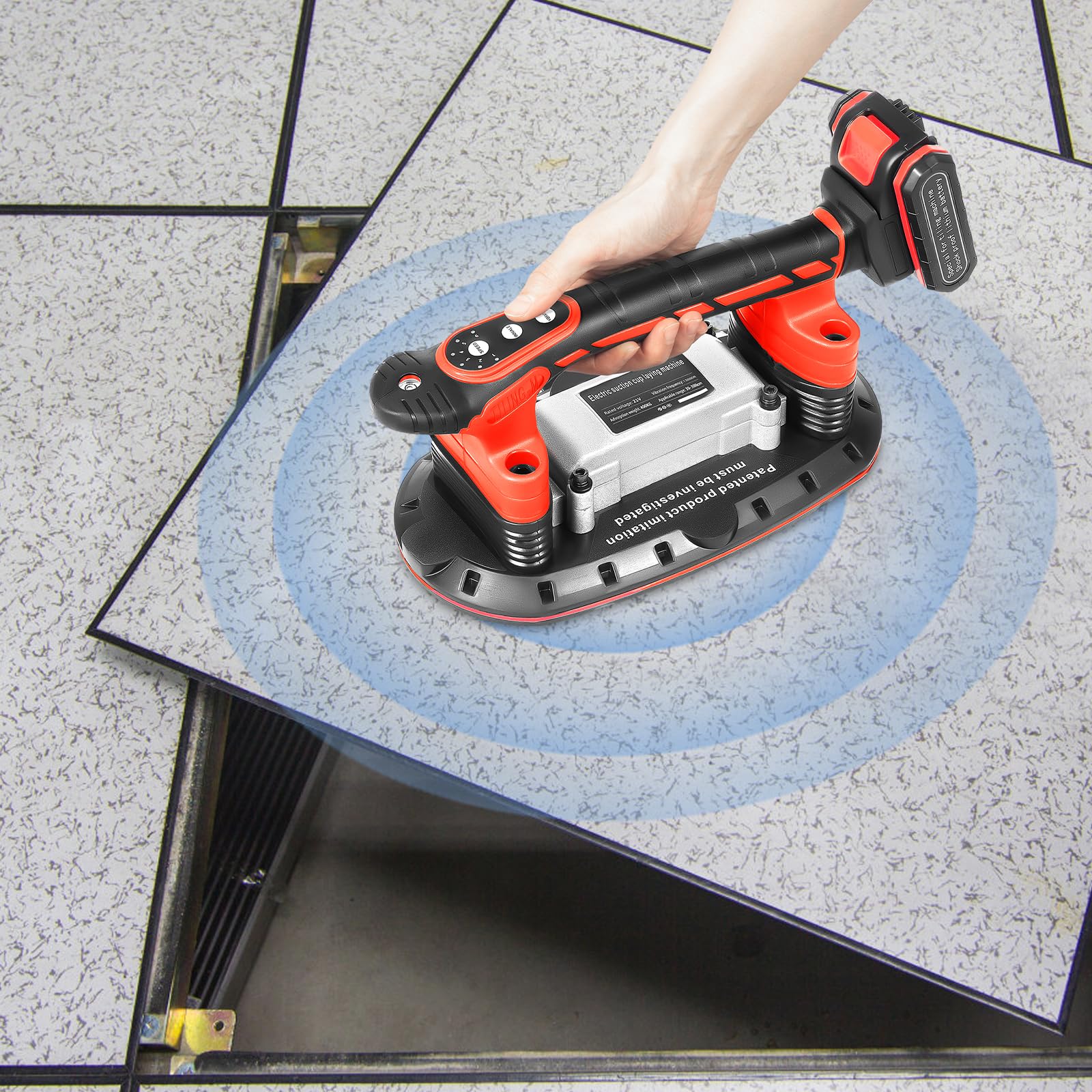 Elevador de succión al vacío con batería, con 2 elevadores de azulejos con batería, ventosa eléctrica con indicador digital de succión, para granito, vidrio, azulejos, porcelana