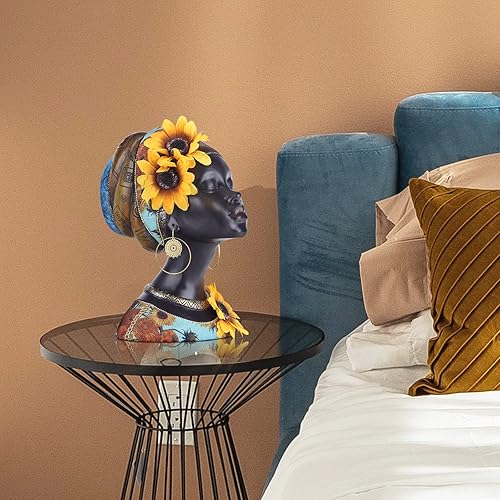 Miniatura 6 de Esculturas de arte africano, estatuas modernas de mujeres africanas, decoración de habitación, figuras africanas de resina, estatua de busto