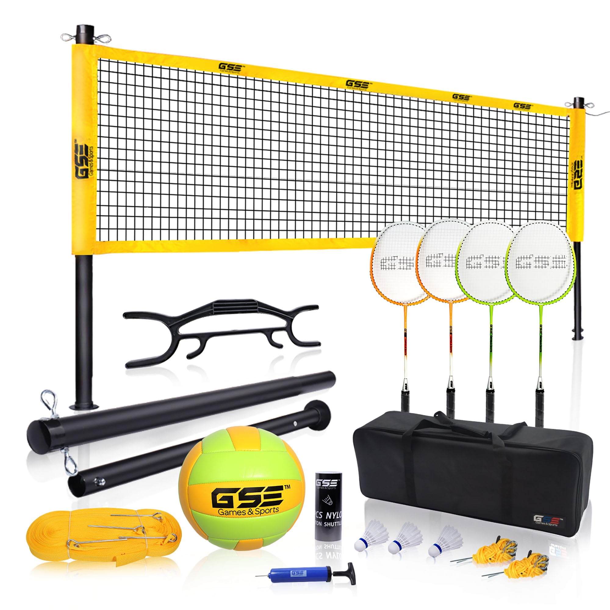 Buy GSE Games & Sports Expert Portable Volleyball & Badminton Combo Set ...