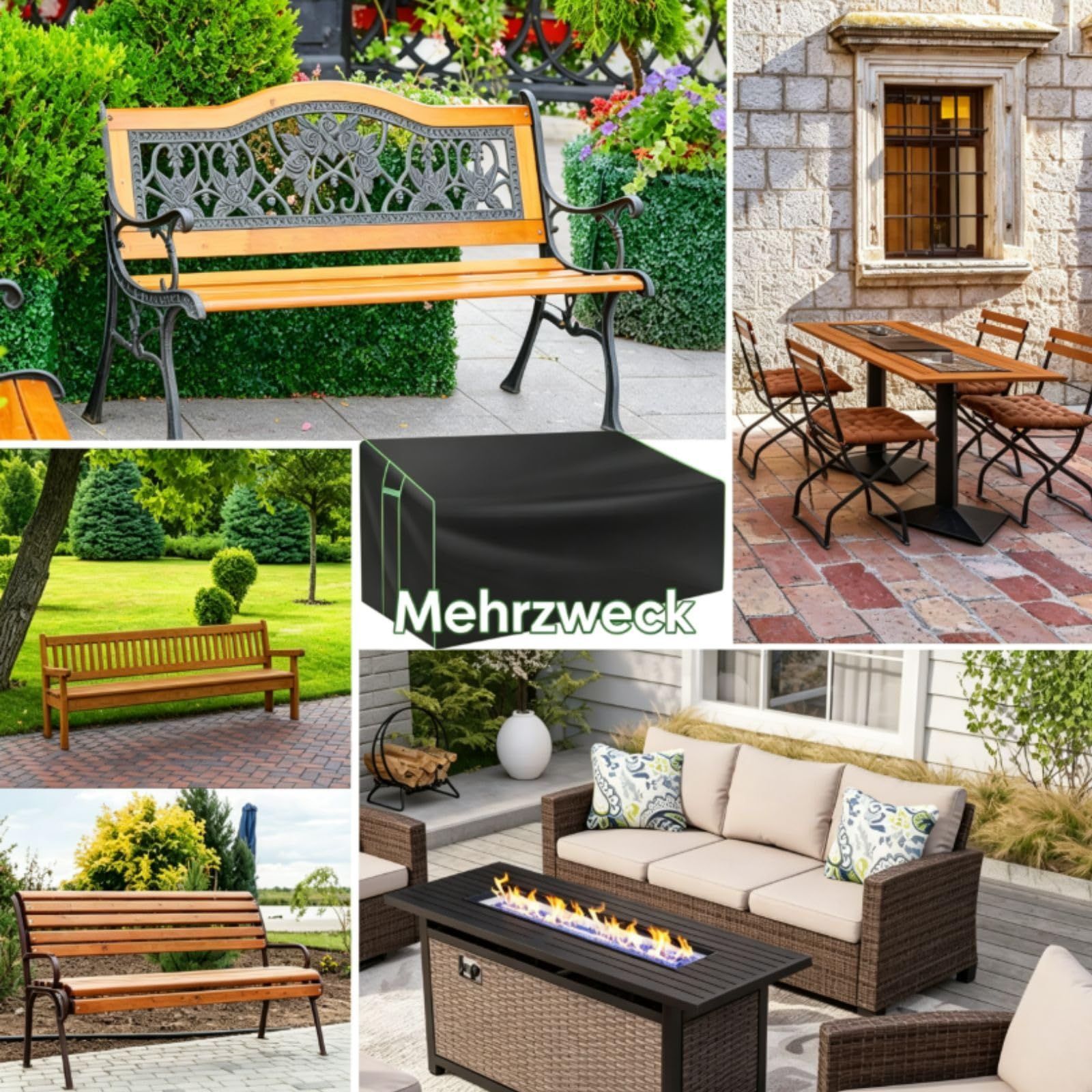 Gartenbank Abdeckung 3 Sitzer 201x110x64/80cm Abdeckung Gartensofa 210D Oxford-Gewebe mit Kordelzug 4 Verstellbare Schnellverschlüsse Wasserdicht Schutzhülle Lounge Sofa für Gärten Außenbänke