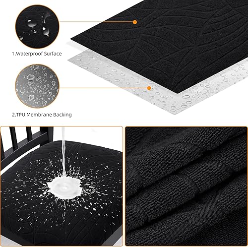 Miniatura 4 de Juego de 6 fundas impermeables para asiento de silla de comedor, fundas de silla de jacquard elásticas, extraíbles y lavables para sillas de cocina,