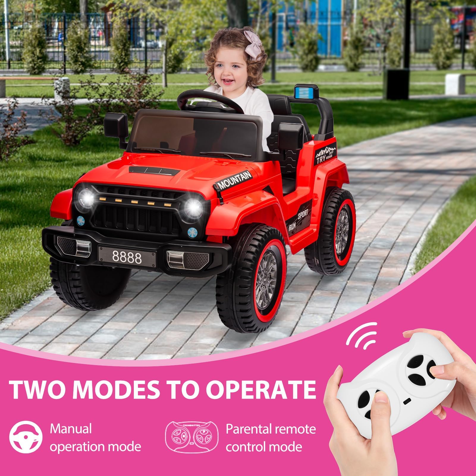 Veicolo Elettrico Per Bambini 12V Con Telecomando 2.4G, 2 Motori 35W, 3-6,5 Km/h, Musica Senza Fili, Fari Sospensioni, Cintura Di Sicurezza - Giocattolo Sicuro