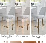 CHITA Tabourets de comptoir de hauteur de bar 2, FSC Tabourets en métal certifiés pour Kitchen Island, 27" H Hauteur du siège, tissu, gris clair (à couleurs multiples)