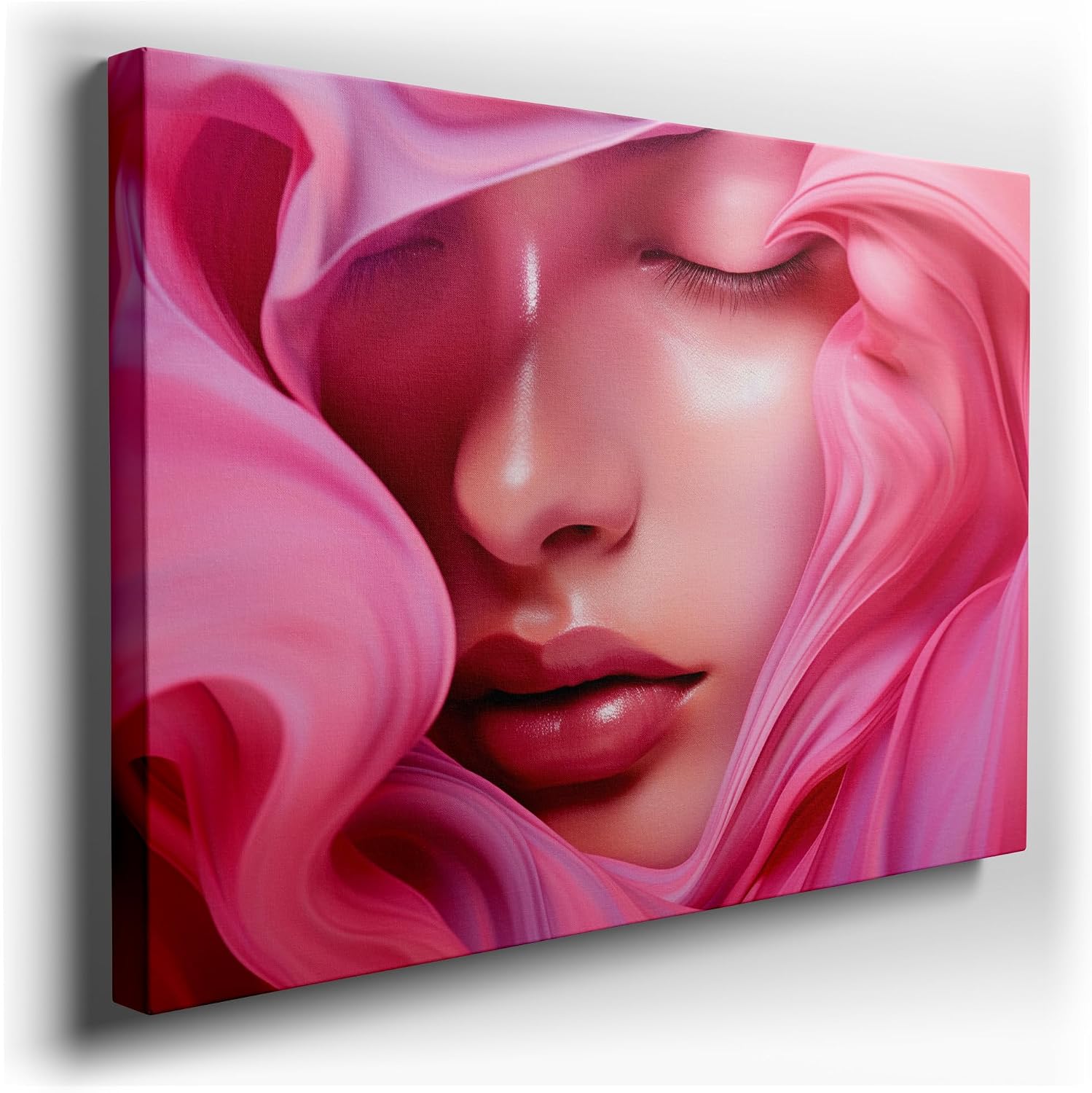 Canvas for Living room. Whispers of Pink: A Dreamy Digital Portrait of Serenity, 27 x 18 inch Canvas Wall Art - Contemporary Masterpieces - Inspirational Office Decor - 69x46 cm (27x18 inch)