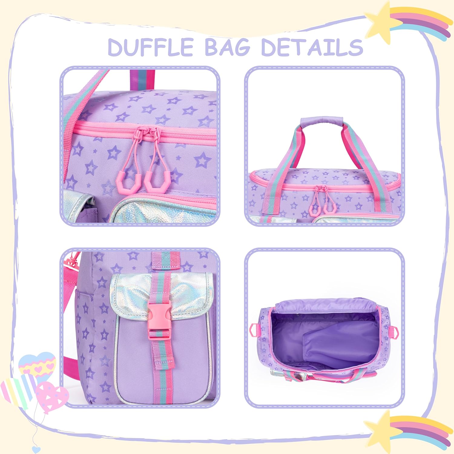 Duffle Bag for Kids Personalized Initial Travel Bag Dance Bag for Girls Birthday Christmas Gifts for Girls Toddler Overnight Bags with Shoe Compartment - Image 5