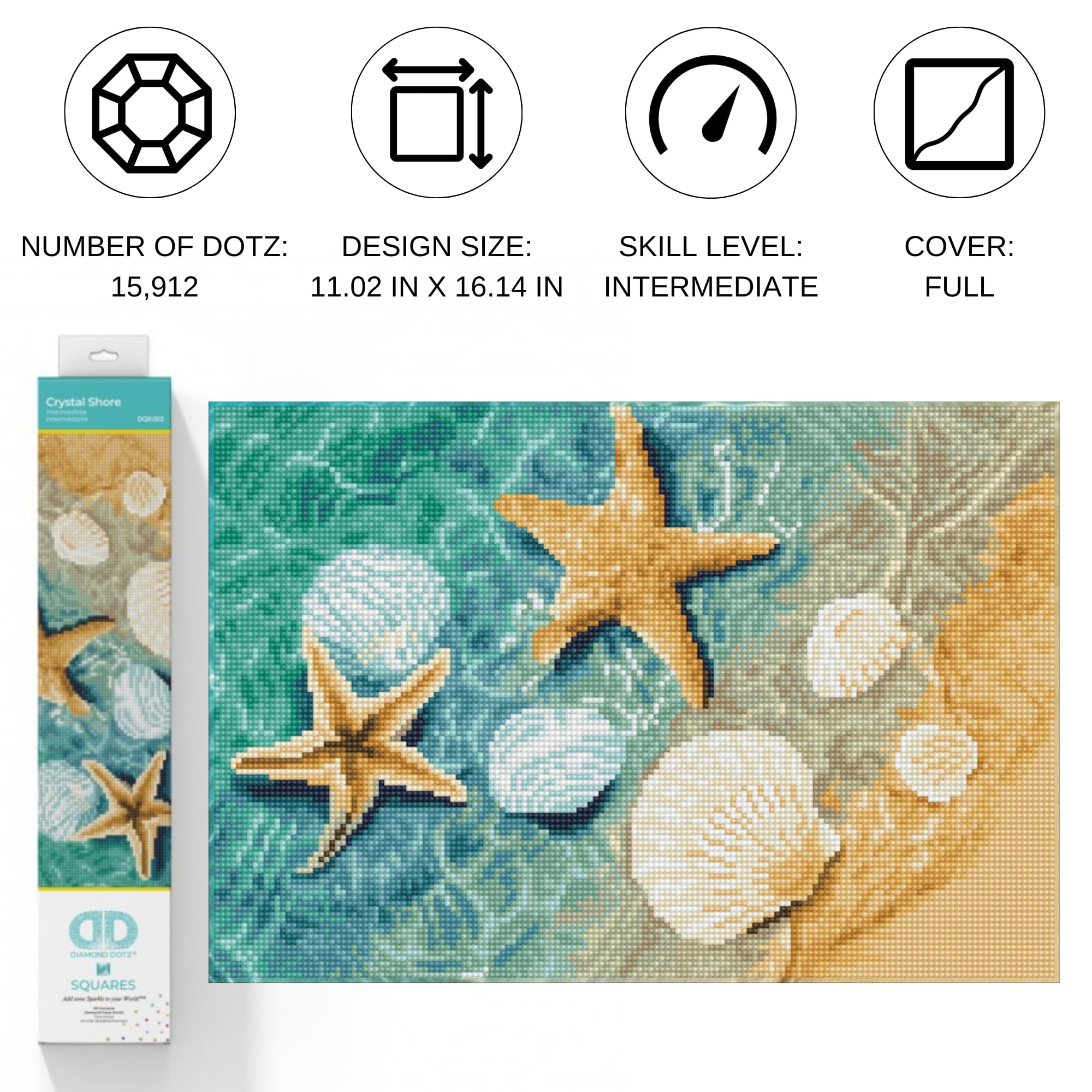 DIAMOND DOTZ Crystal Shore Diamond Painting Kits for Adults - Diamond Art Kits a Relaxing Creative Craft Kit with Dotz Gems 11.02x6.14