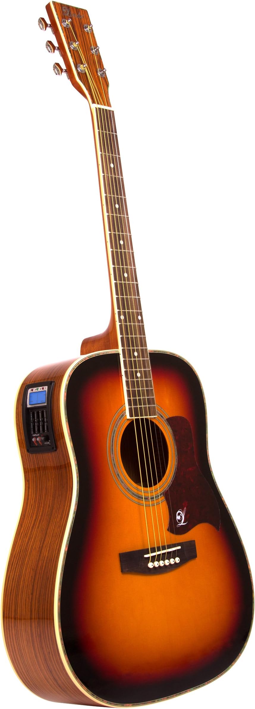 Lindo Zebra Electro Acoustic Guitar with Preamp / Tuner / Gigbag - Black Sunburst