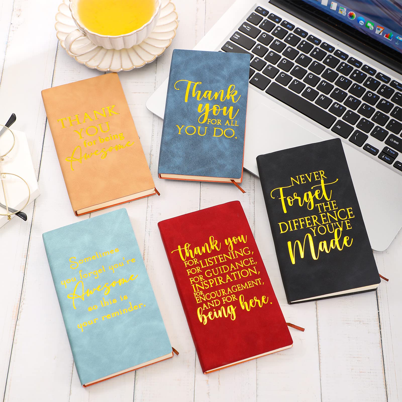 Kosiz 12 Stück Dankeschön-Geschenke, A6, Leder, inspirierendes Notizbuch, große Tasche, kleiner Notizblock für Mitarbeiter, Wertschätzung, Lehrer, Krankenschwester, Geschenk für Frauen und Männer