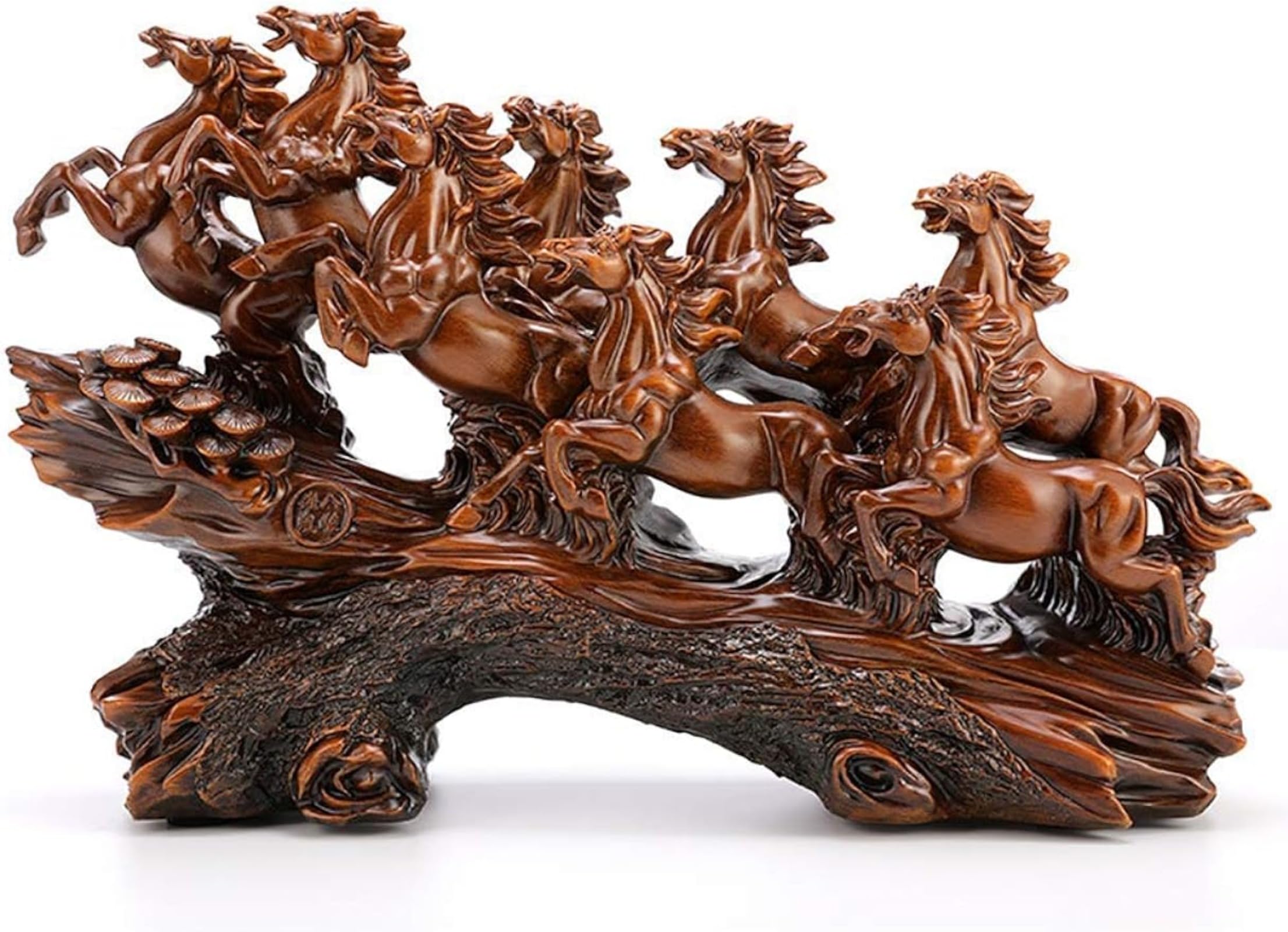 CWCQGH Resin Eight Horses Statue Horse Sculpture Collection Figurine Desktop Standing Horse Ornament Housewarming Congratulatory Gift Wealth