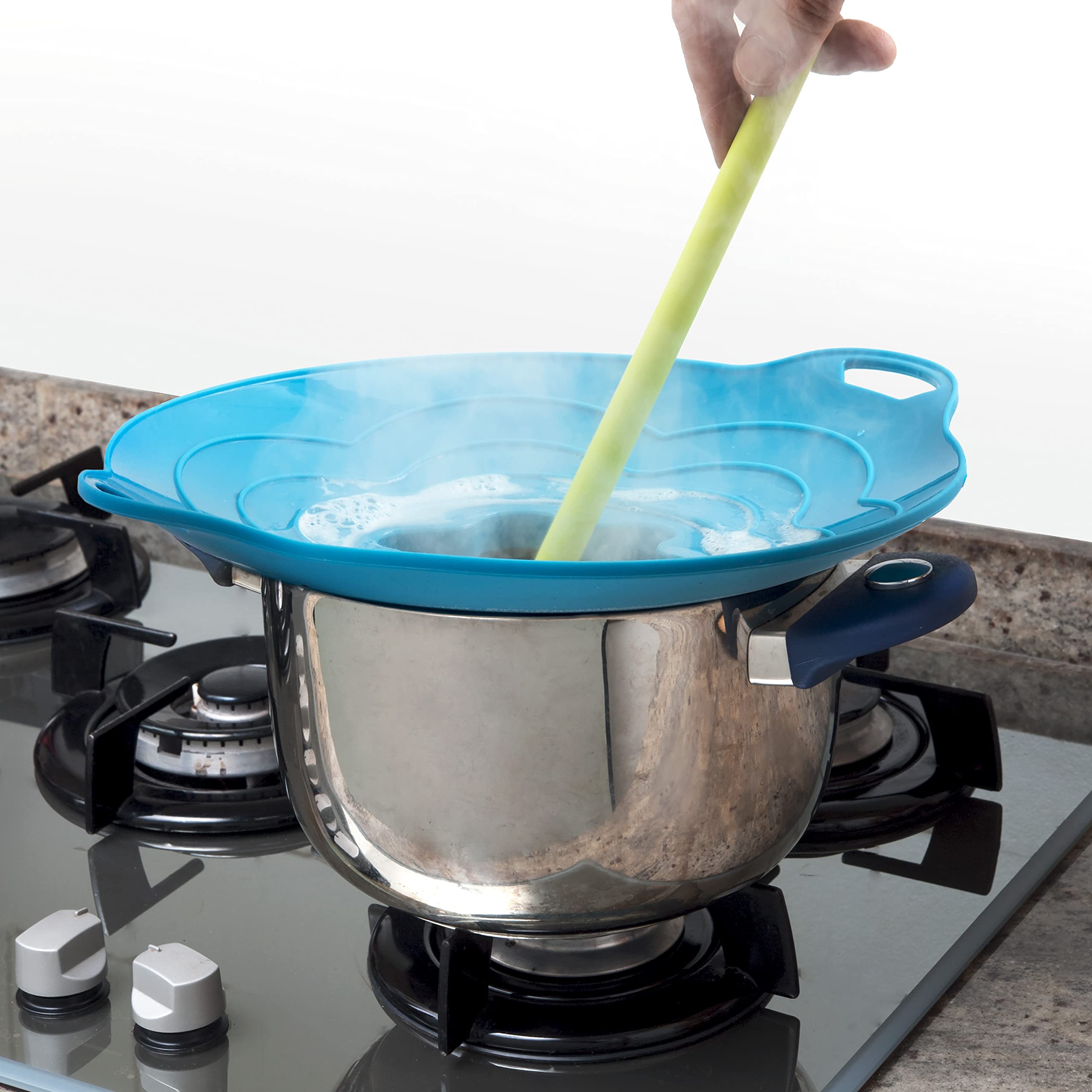 Silikomart |Coperchio in Silicone Vapo Twist con Tappo Rimovibile, Colore Azzurro, Misure Ø220 mm, Made in Italy