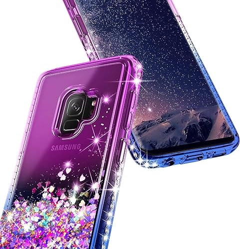 Miniatura 3 de E-Began Funda para Samsung Galaxy S9 con protector de pantalla (cobertura máxima, película de TPU flexible), soporte de anillocorrea de muñeca,