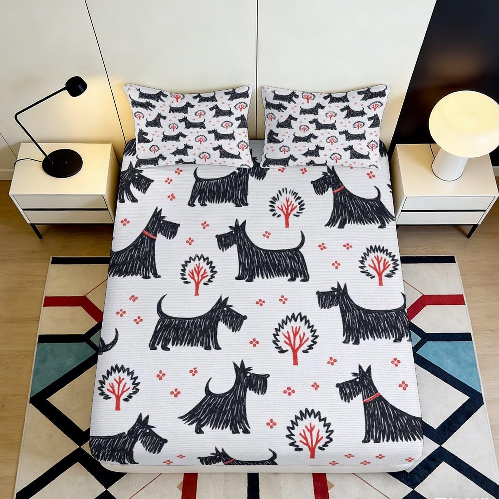 3D Printed Bed Cover Microfiber Durable Dustproof Non-slip Fit for European Standard Mattresses, Easy to Wash and Protect Bed Mattress for Home Decor and Guest Rooms 90x200x25cm