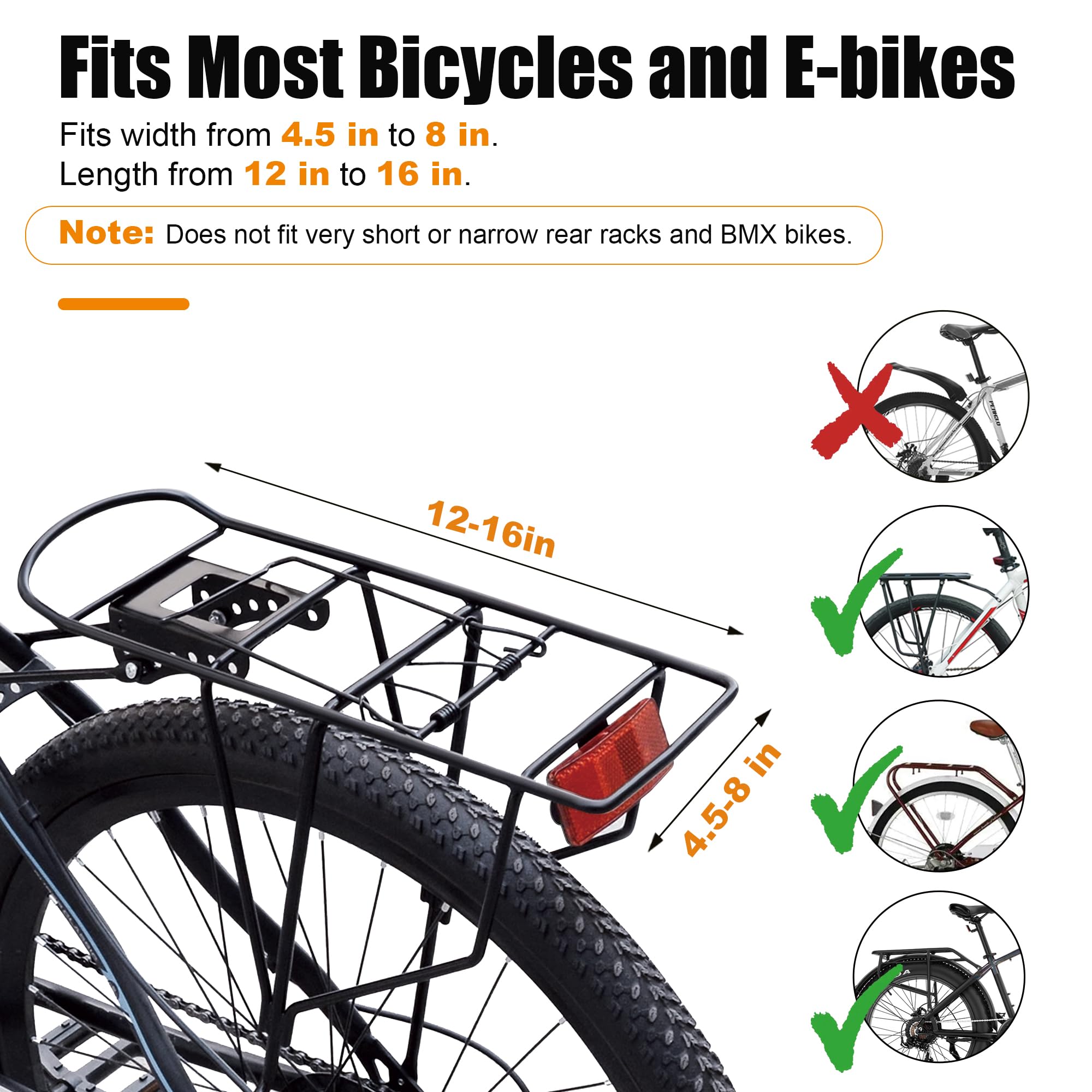 Bike Bags for Bicycle Rear Rack - 10L EVA Hard Shell Waterproof 3-in-1 Ebike Trunk Pannier Bag with Reflective Strip & Shoulder Strap for Commuter Travel Outdoor Cycling Accessories