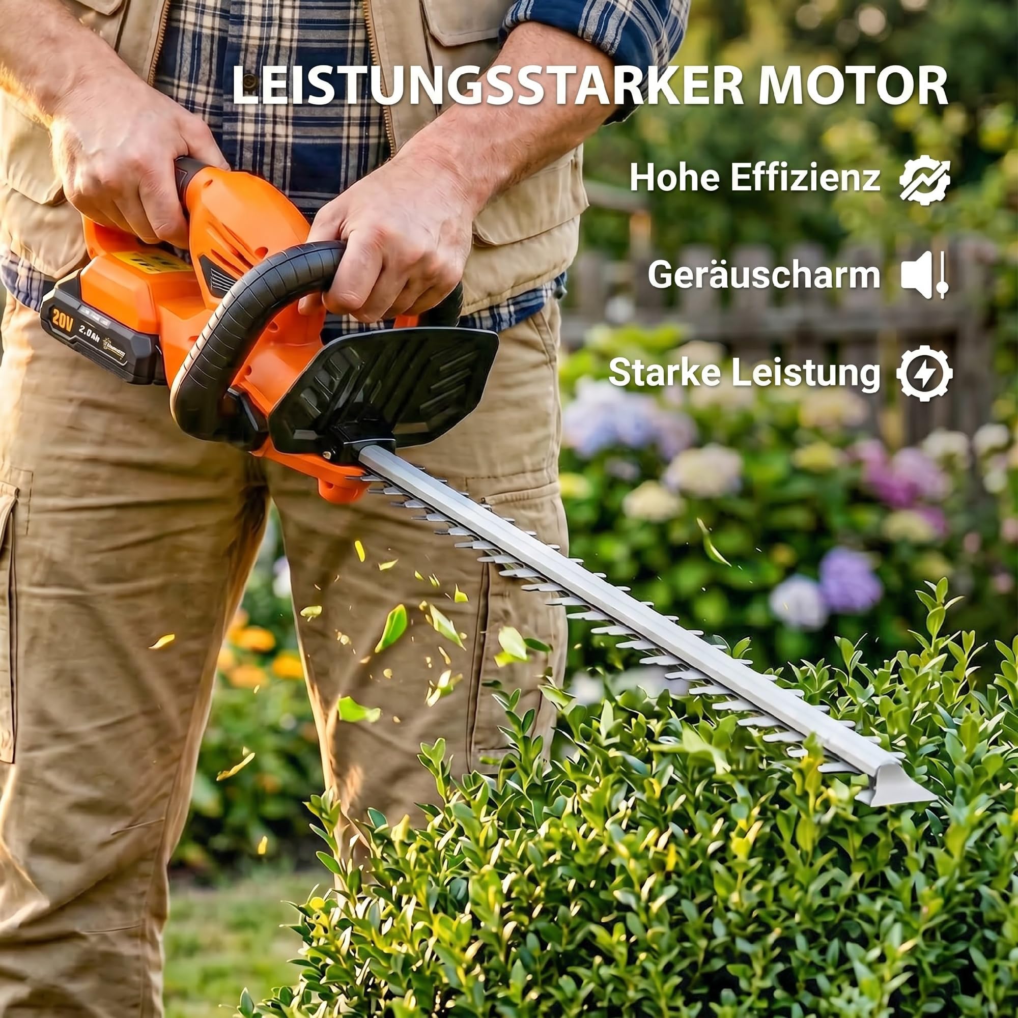 Outsunny Nożyce żywopłotowe akumulatorowe 100W 51cm ABS pomarańczowy